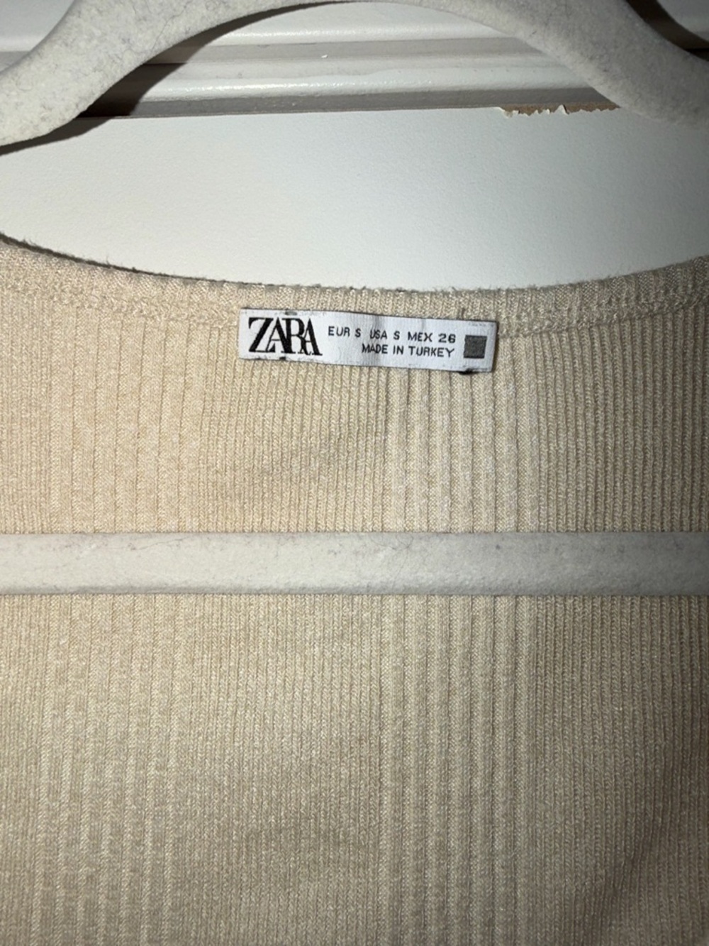 Zara Beige Ribbed Cropped Button-Up Cardigan - Picture 3 of 3